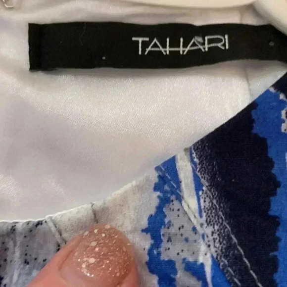 Tahari, NWOT,  Professional Sheath Dress, Cotton Elastane, blue, gray, white - Picture 5 of 10